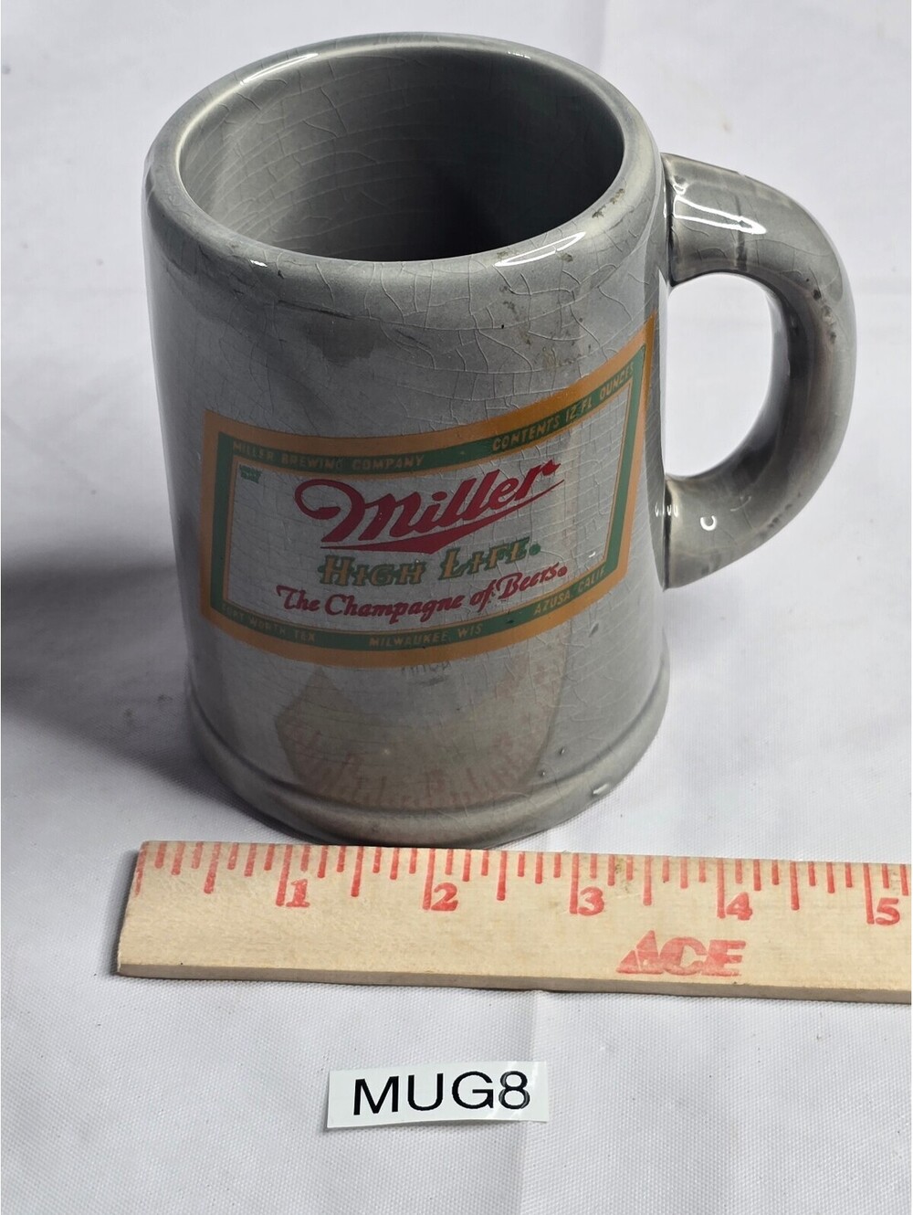 Vintage Miller High Life Ceramic Beer Stein Mug 5" Tall Made in Japan 16oz